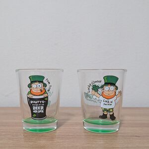 St Patrick's Day Shot Glasses Looney Leprechuans set of 2